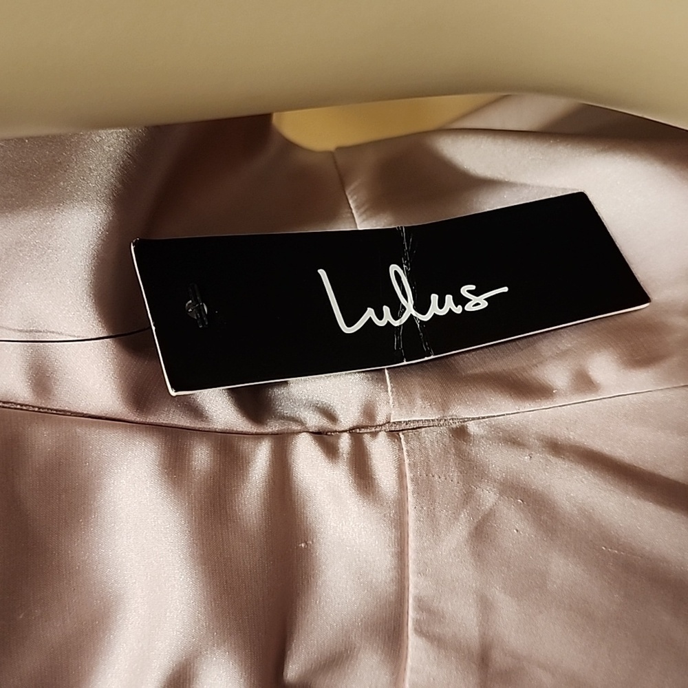 Lulu's Sereno Mauve Pink Satin Cowl Neck Asymmetrical Midi Dress, Size Medium - Picture 10 of 12